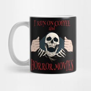 Coffee and Horror Movies Scary Skeleton Skull Head Horror Mug